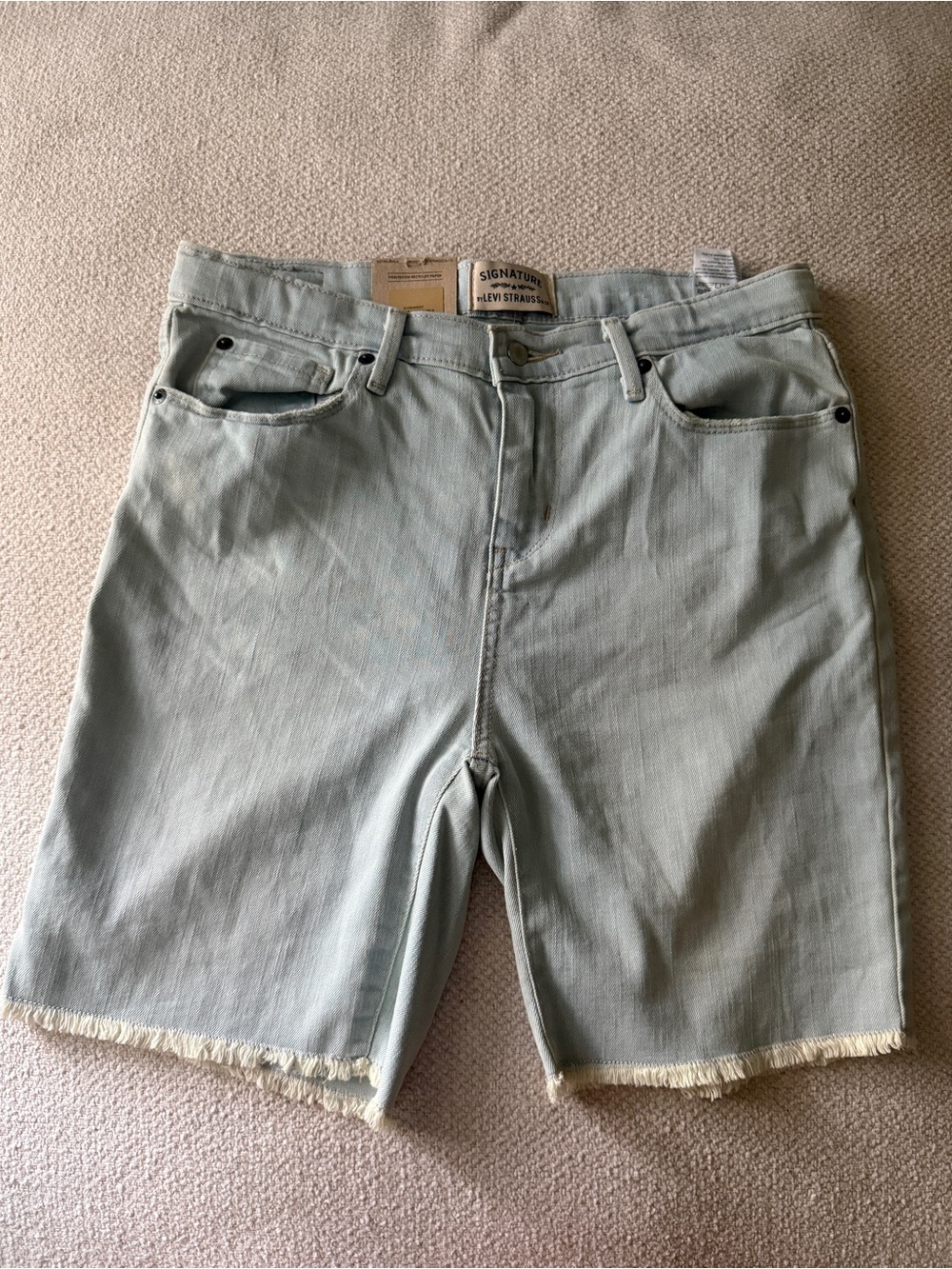 Levi’s Low Pro Light Wash Raw Hem Denim Shorts